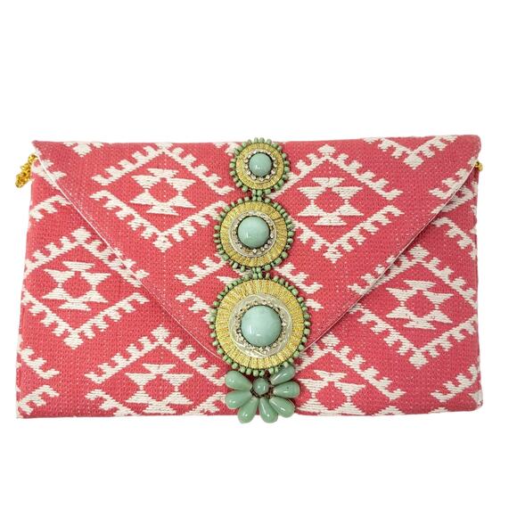 Shoulder Bag Bead and Metal Accent Gold Chain Strap - Picture 1 of 6